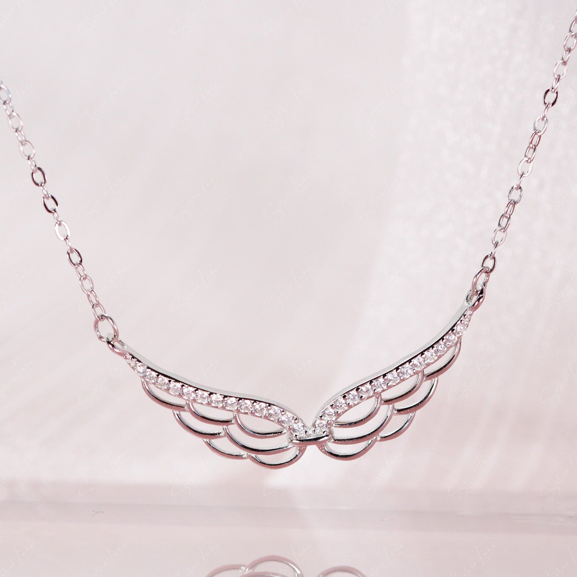 angel wing silver necklace