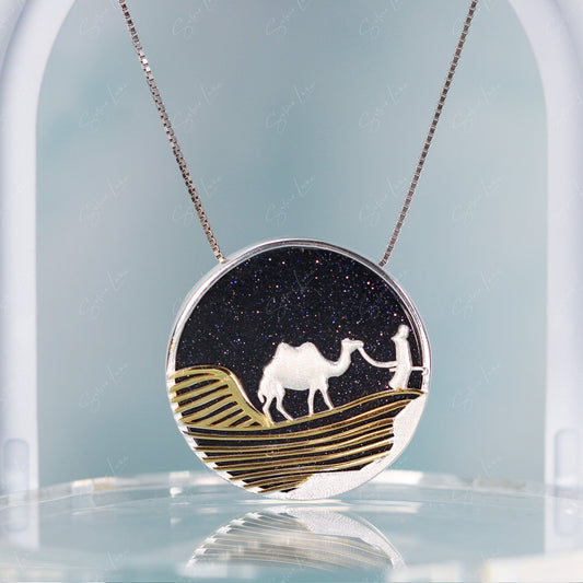 desert wanderer blue sandstone pendant necklace