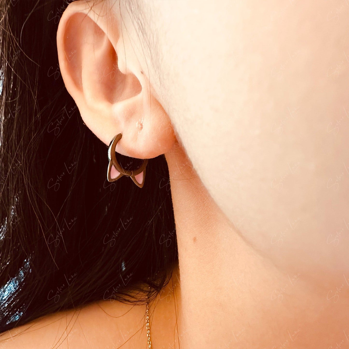cute cat hoop earrings