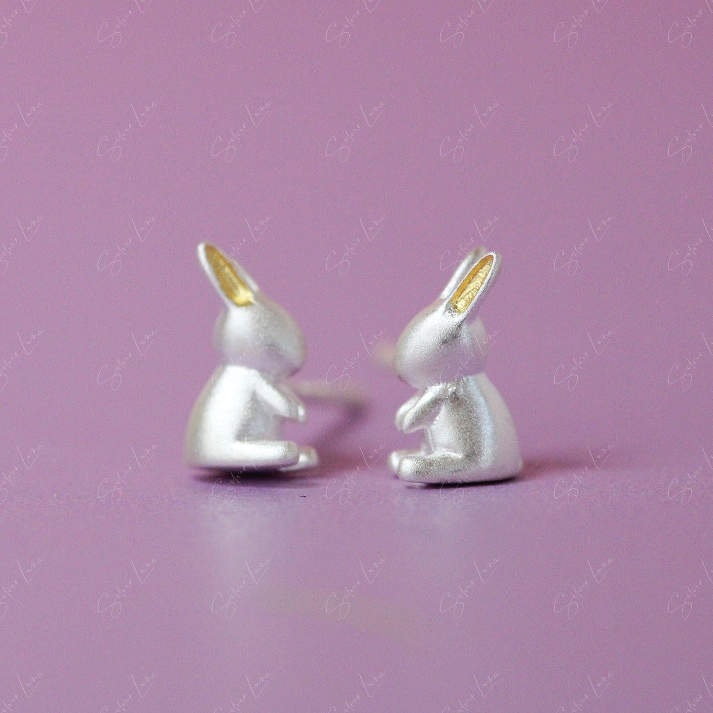 Tiny minimalist rabbit bunny stud earrings