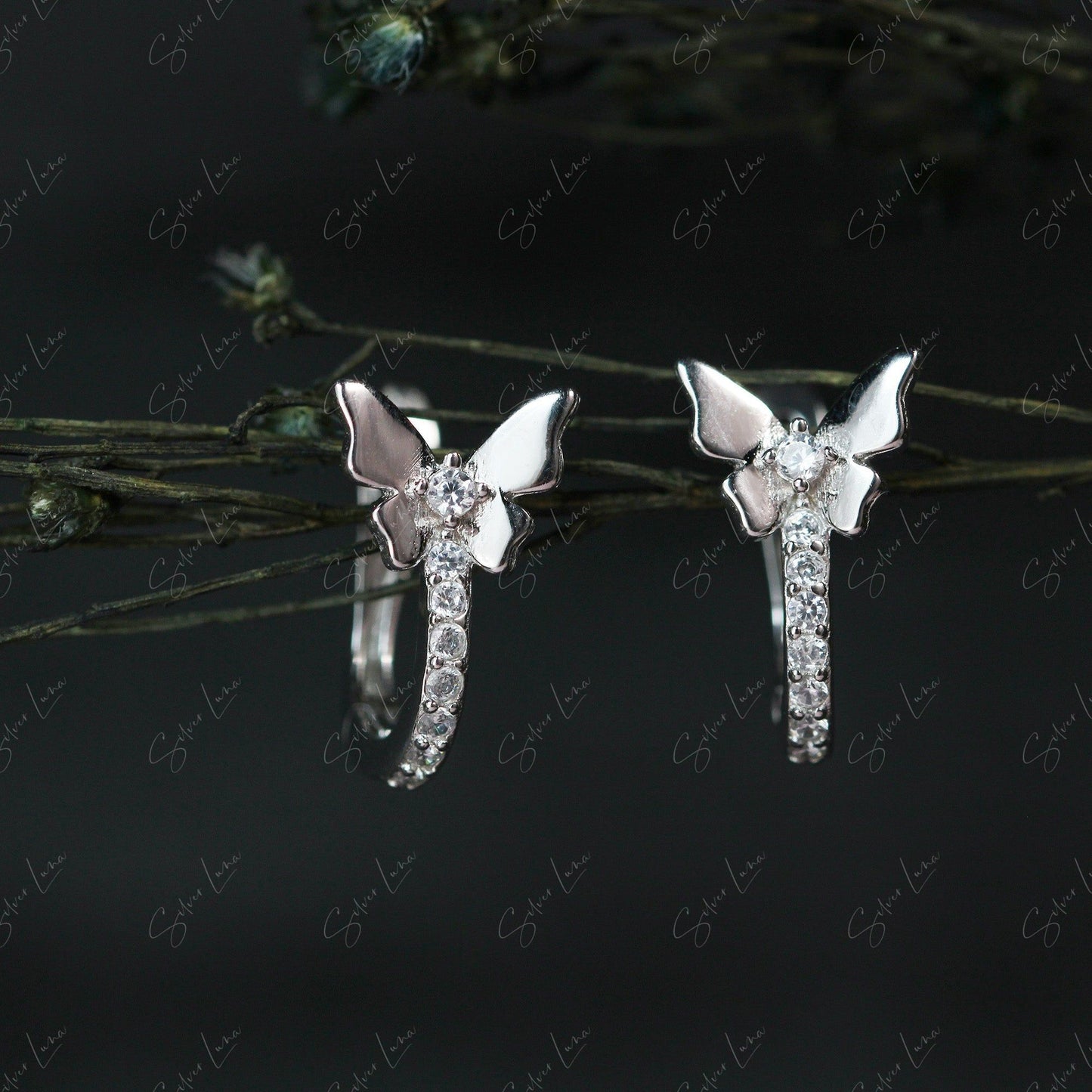 butterfly hoop earrings