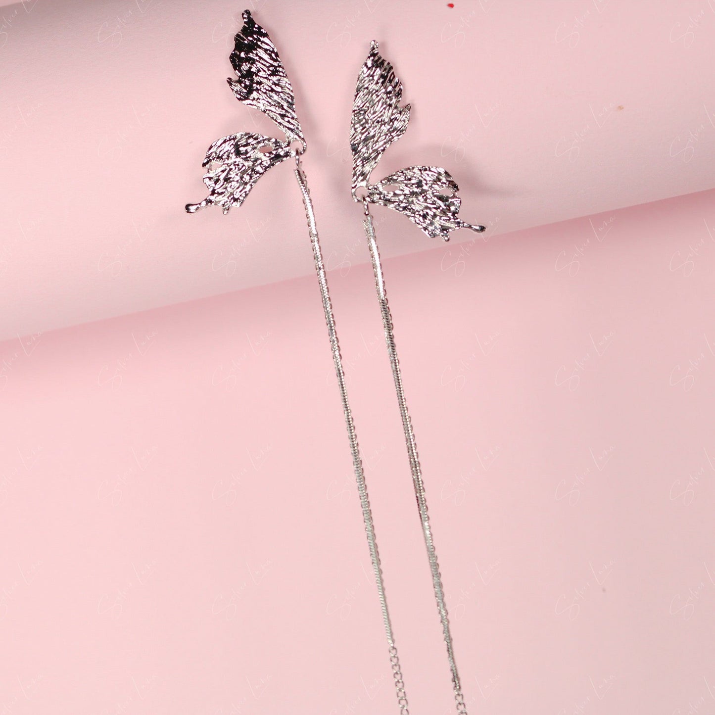 Butterfly long chain drop fashion earrings