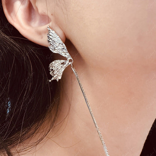 Butterfly long chain drop fashion earrings