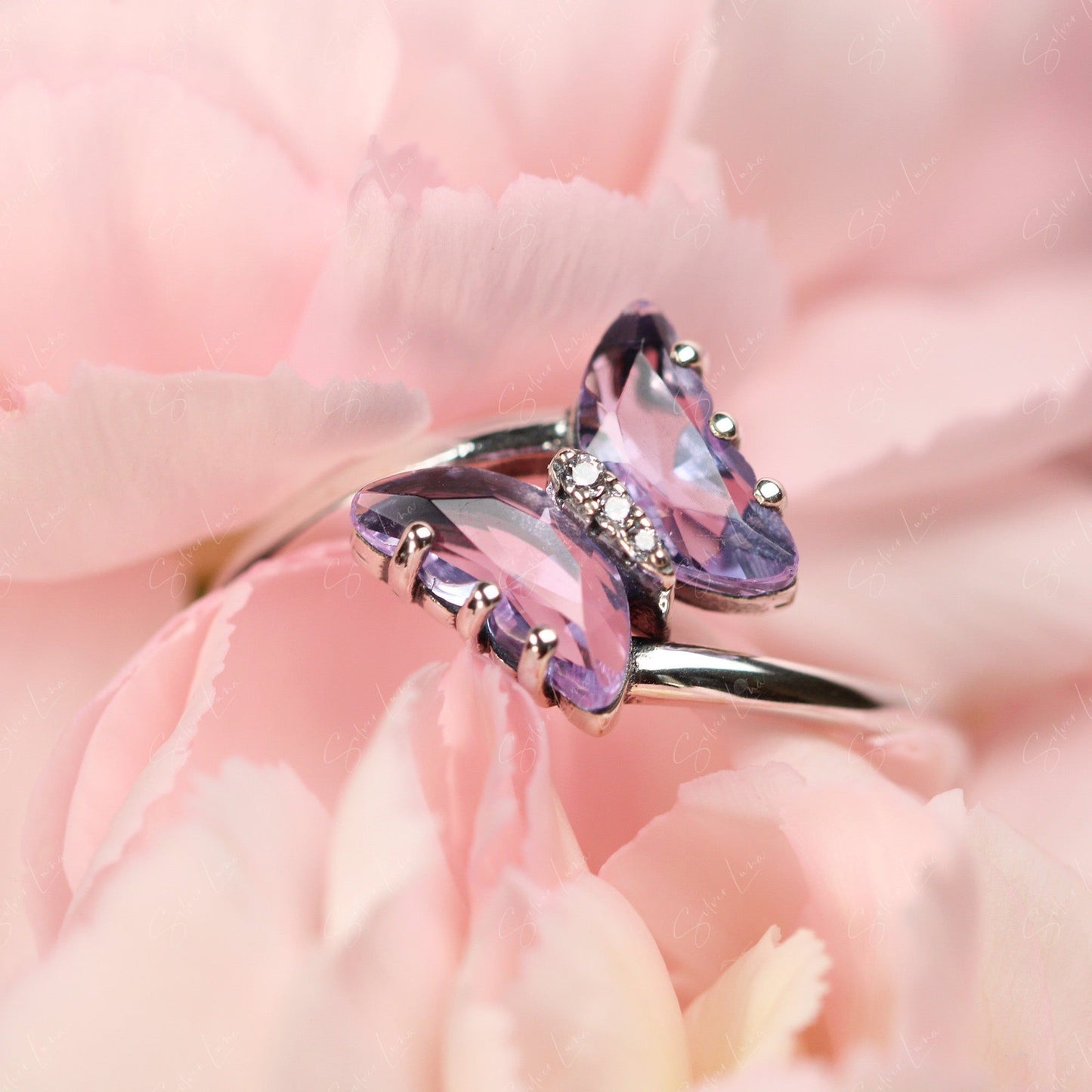 Crystal butterfly ring
