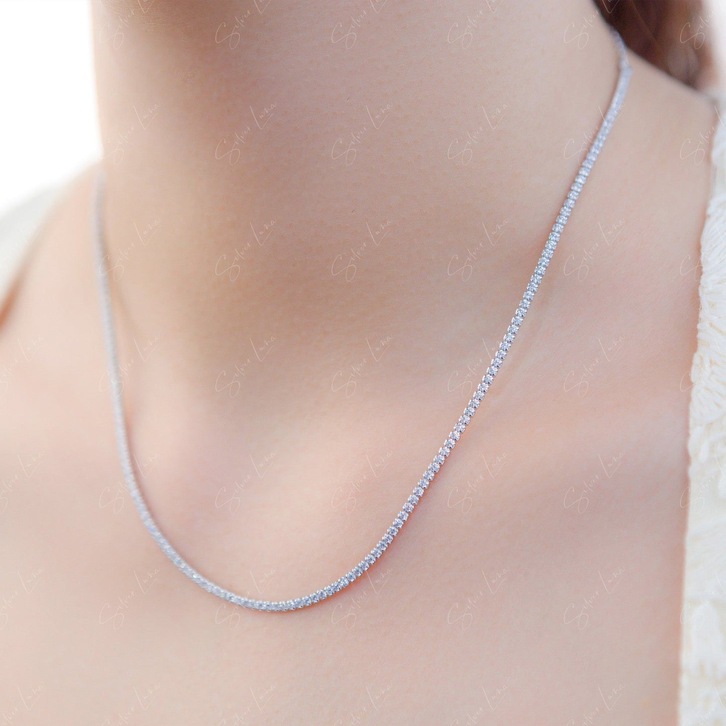 silver tennis necklace