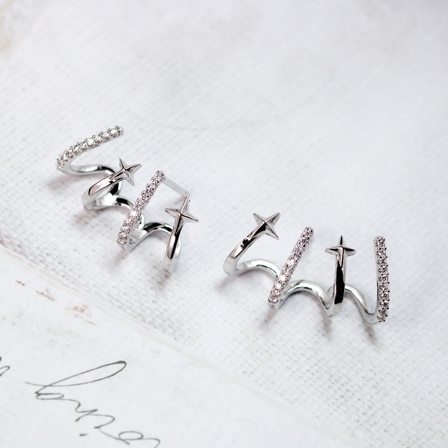 Star wrap micro zircon sterling silver stud earrings
