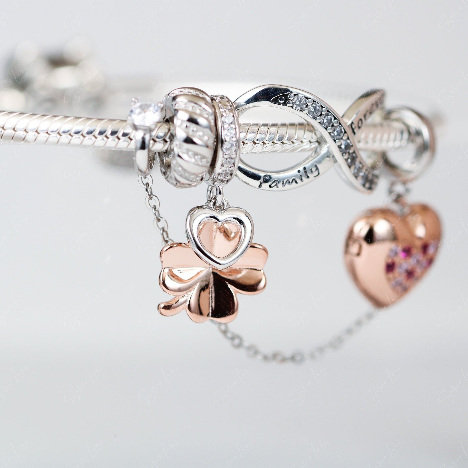 rose gold clover pendant charm