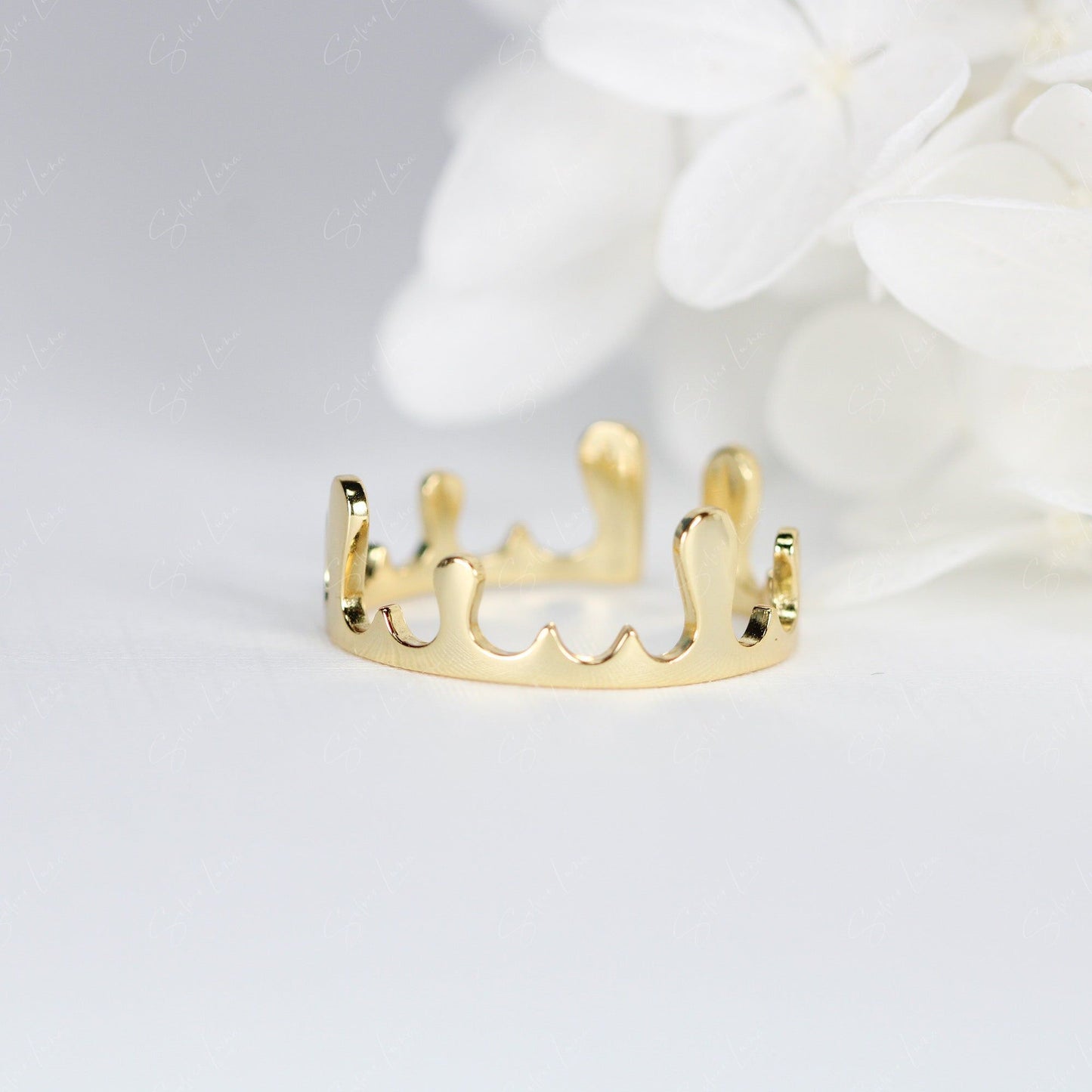 droplet adjustable ring in sterling silver