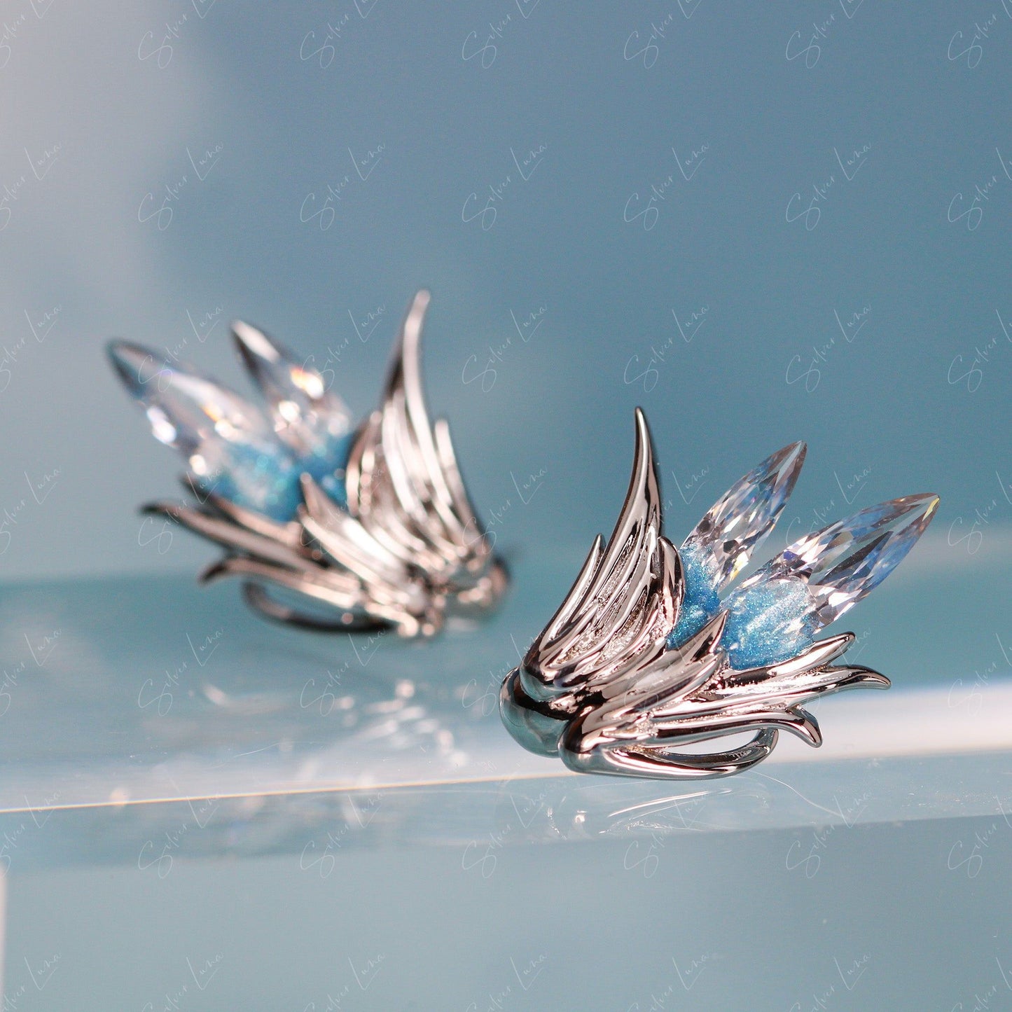 angel wing stud earrings