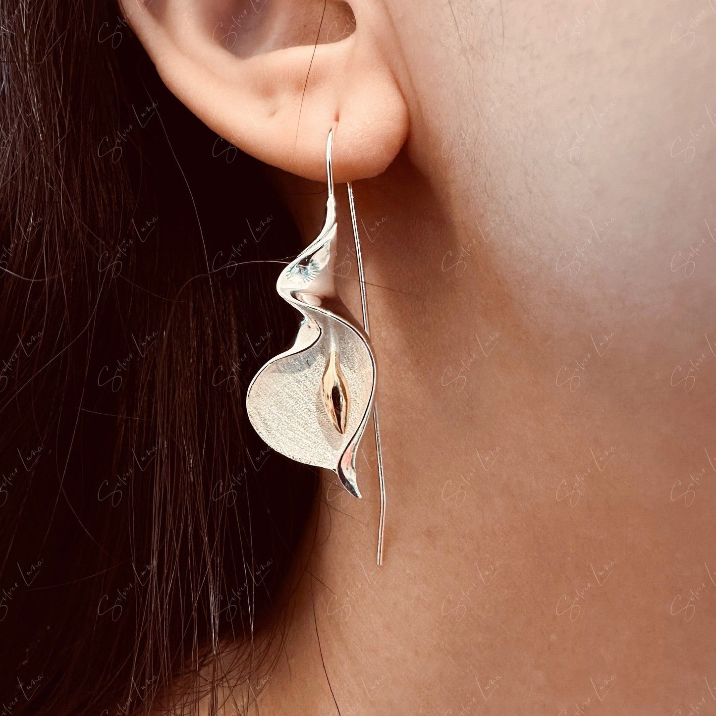 flower petal drop earrings