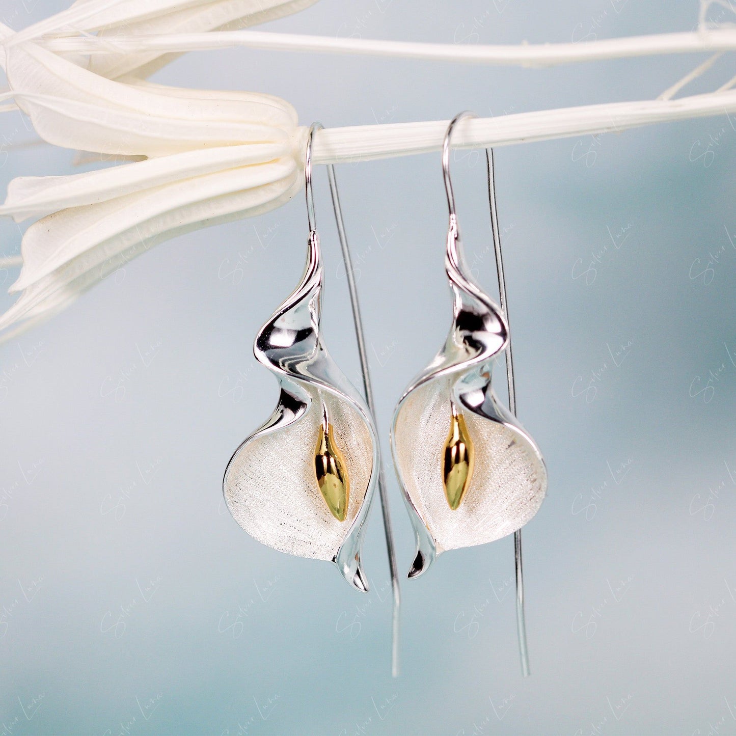 flower petal drop earrings
