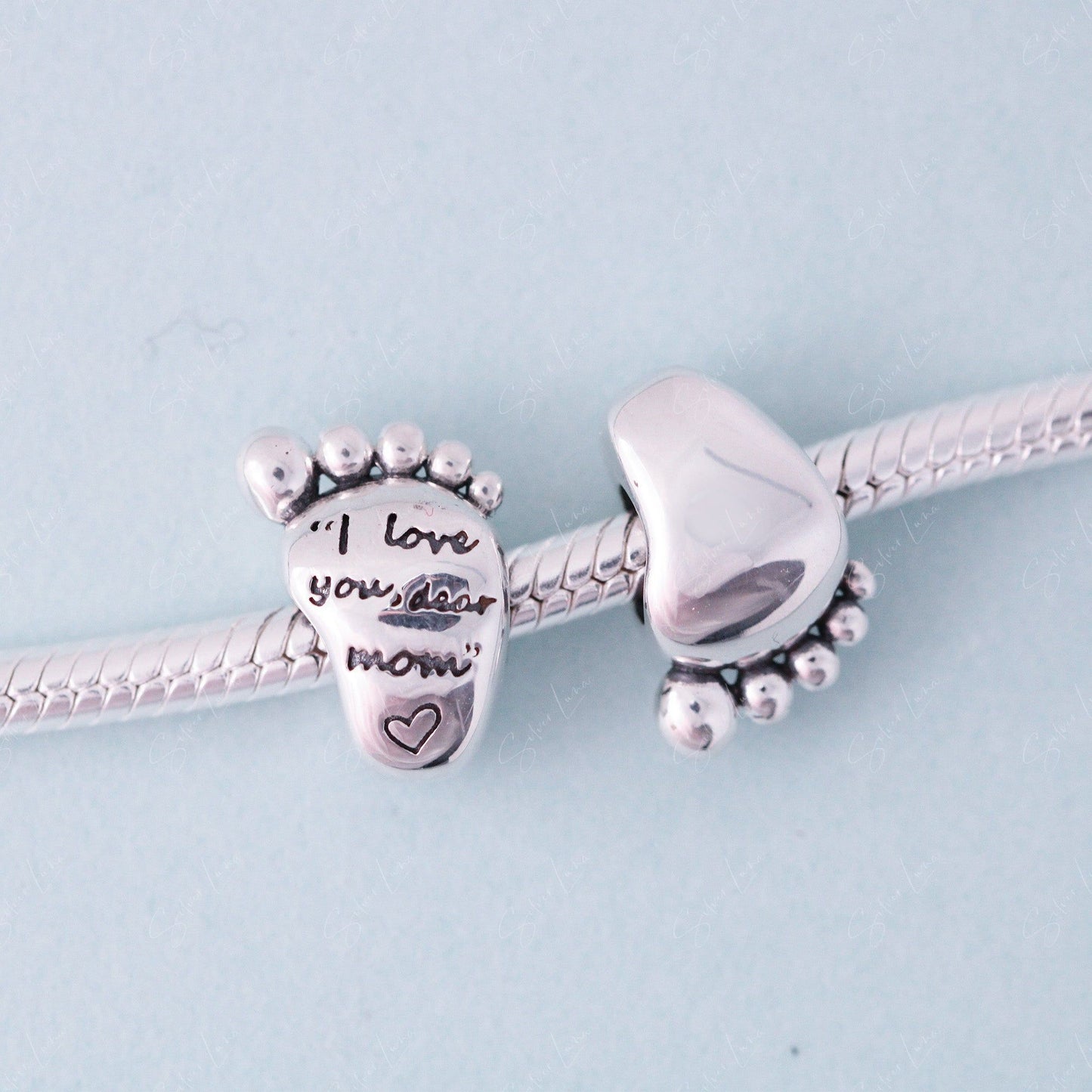 baby footprint silver charm