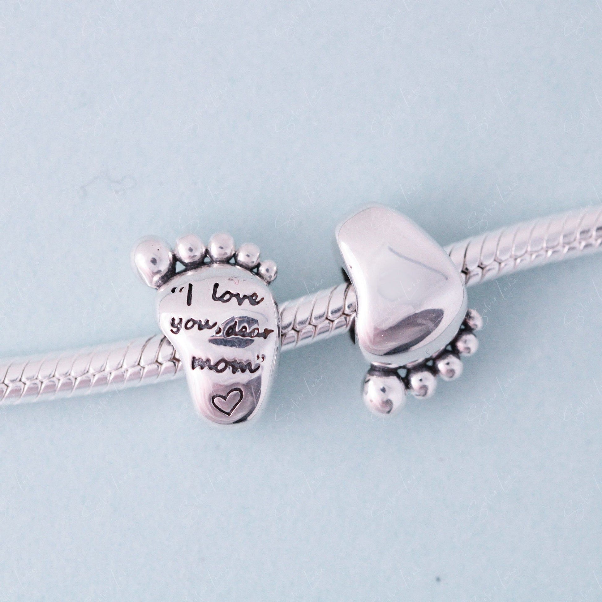 baby footprint silver charm