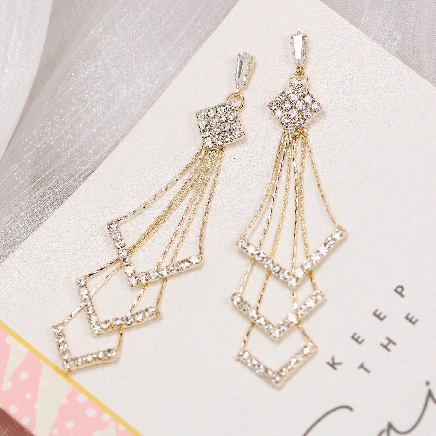 rhinestone dangle drop earrings