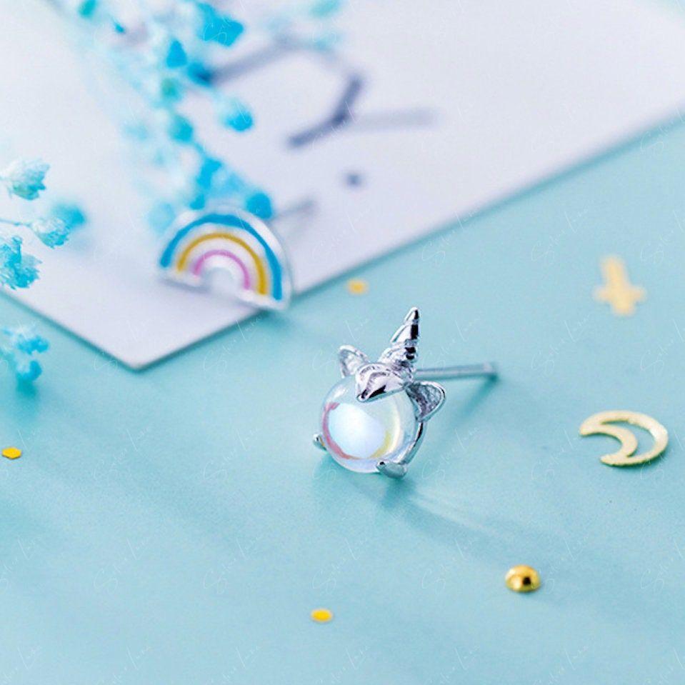 girl unicorn stud earrings
