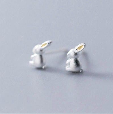 Tiny minimalist rabbit bunny stud earrings