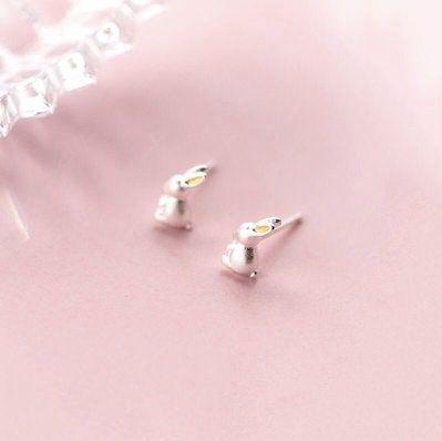 Tiny minimalist rabbit bunny stud earrings