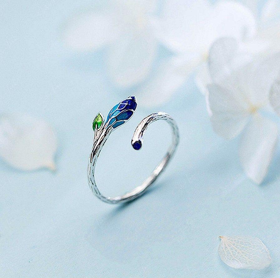 silver tree leave branch ring