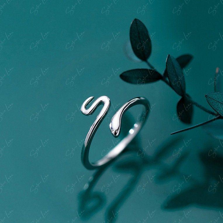 Dainty snake wrap adjustable sterling silver ring