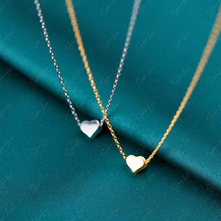tiny heart sterling silver necklace
