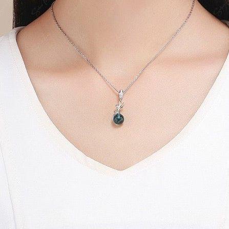 Fairy on crystal ball sterling silver pendant charm