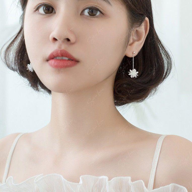 snow flower dangle drop earrings