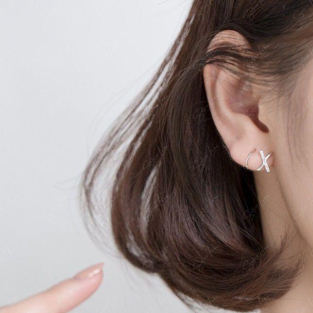 X letter spiral wrap sterling silver earrings