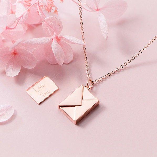 Valentine love letter silver pendant