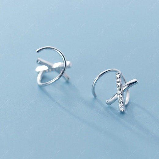 X letter spiral wrap sterling silver earrings