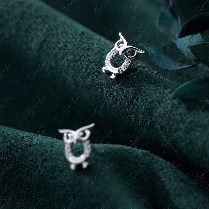 Cute owl sterling silver stud earrings