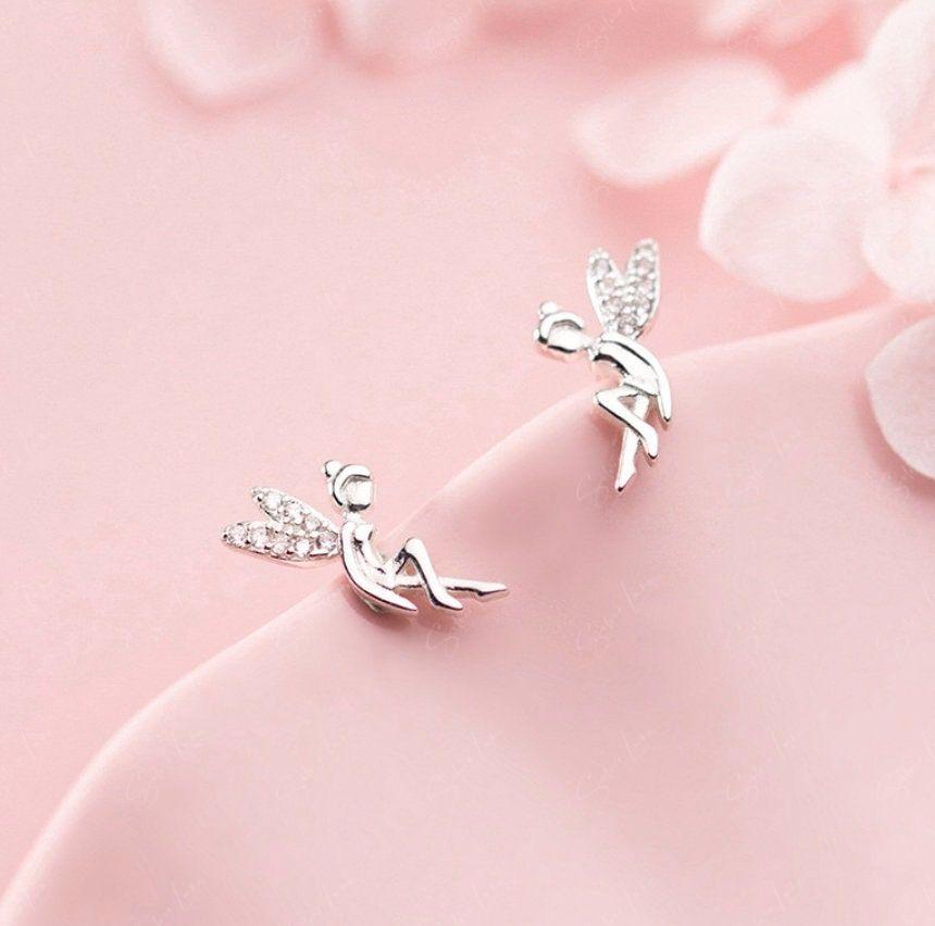 silver fairy stud earrings