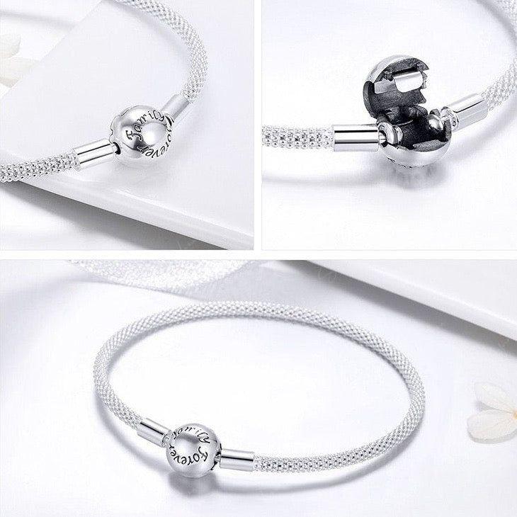Texture semi soft bangle sterling silver bracelet for charms