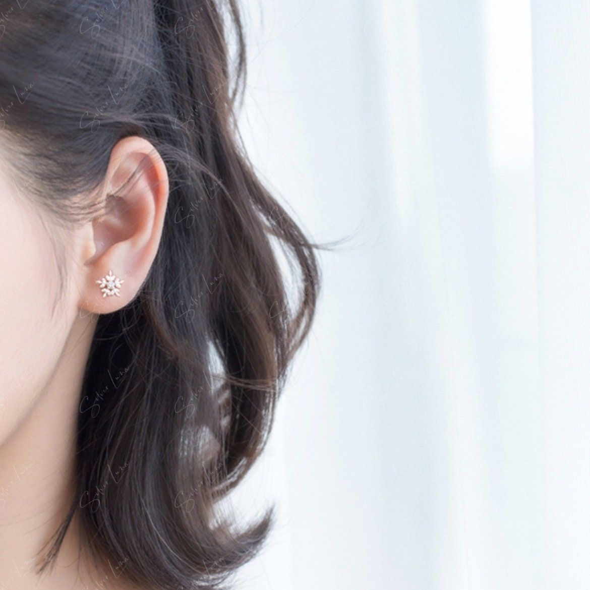 Snowflake sterling silver stud earrings
