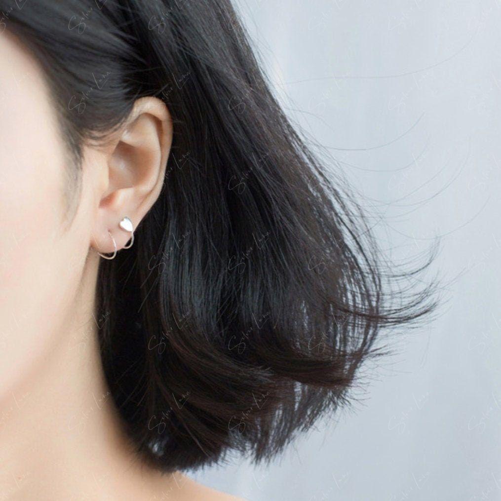 Heart spiral wrap sterling silver earrings