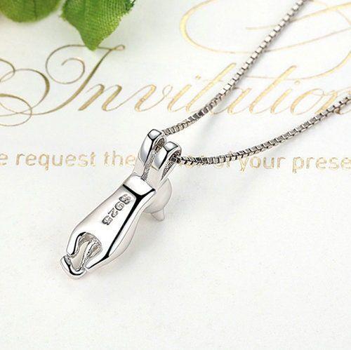 Hanging cat sterling silver pendant necklace