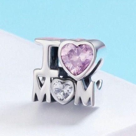I love mom heart bead charm