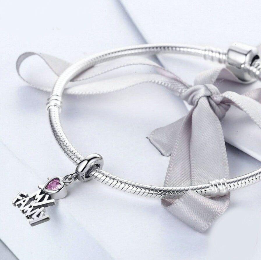 "I love my family" dangle pendant charm for bracelet