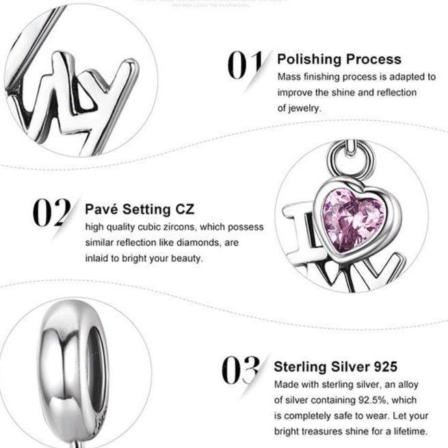 "I love my family" dangle pendant charm for bracelet