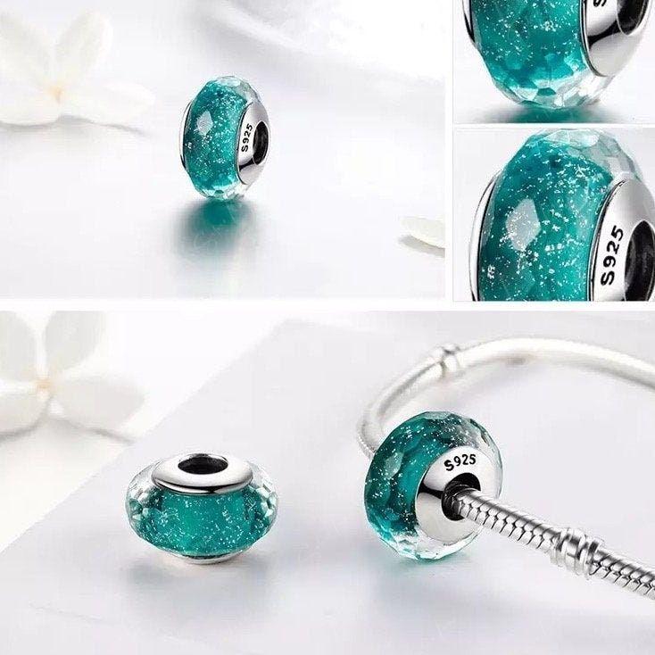 green murano glass bead charm
