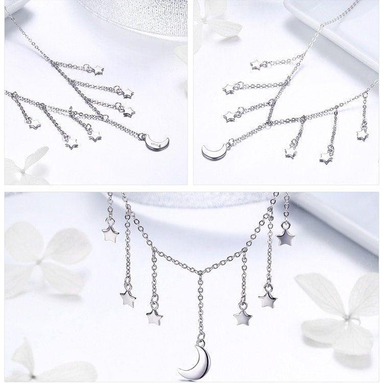 moon star sterling silver choker