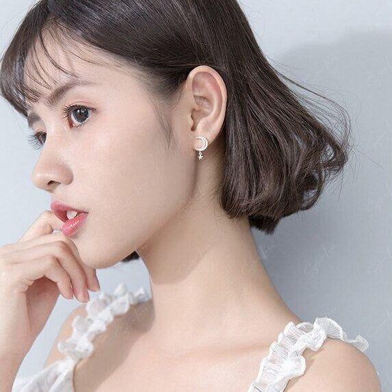 moon and star stud earrings