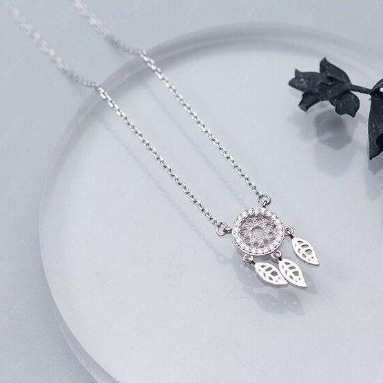 dream catcher necklace in sterling silver