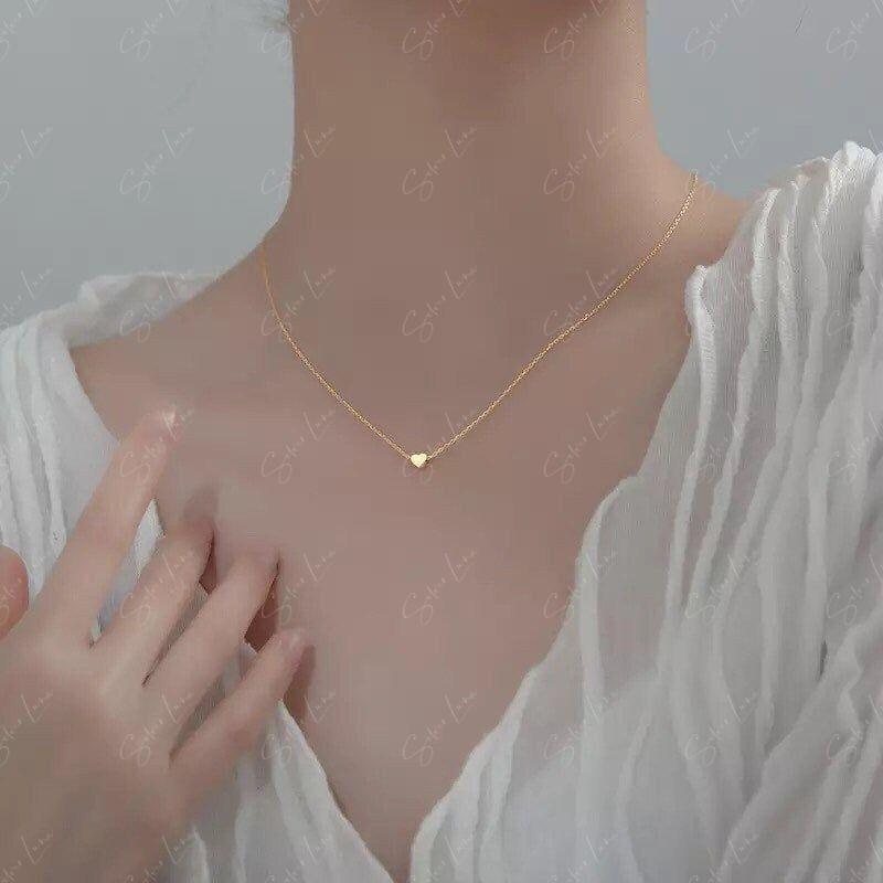 tiny heart sterling silver necklace