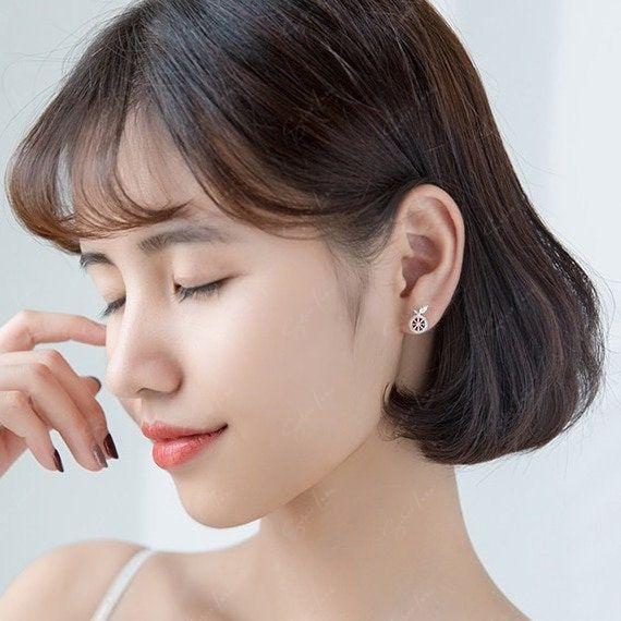 Pomegranate sterling silver stud earrings