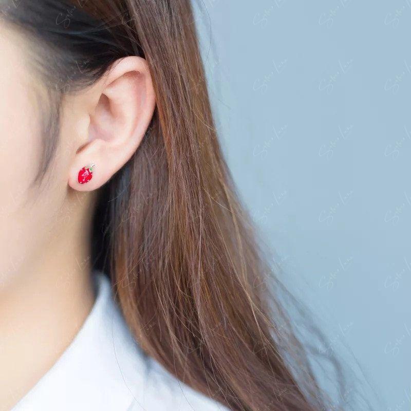 strawberry girl stud earrings
