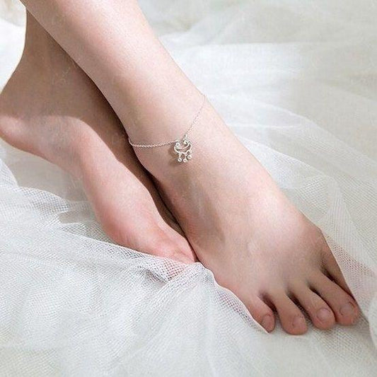 longevity lock charm silver anklet