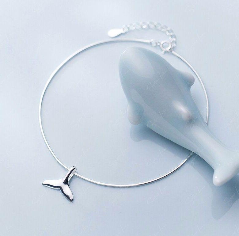 Mermaid tail snake chain sterling silver ankle bracelet