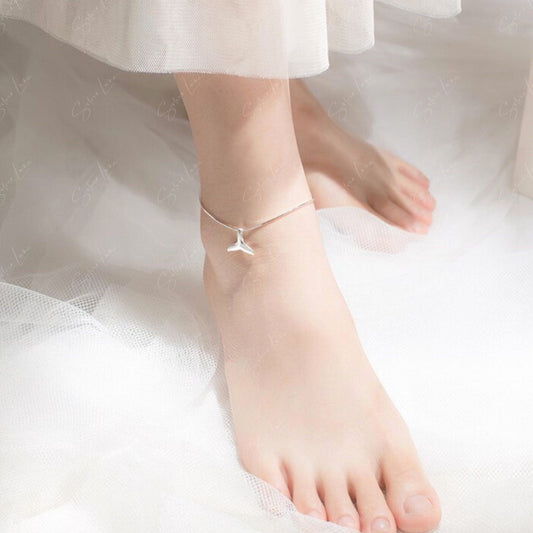 Mermaid tail snake chain sterling silver ankle bracelet
