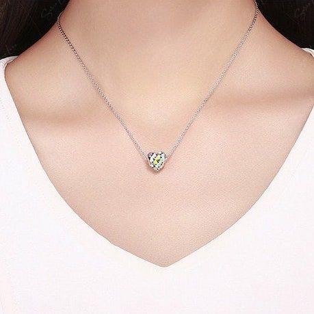 Rainbow sterling silver heart charm for bracelet