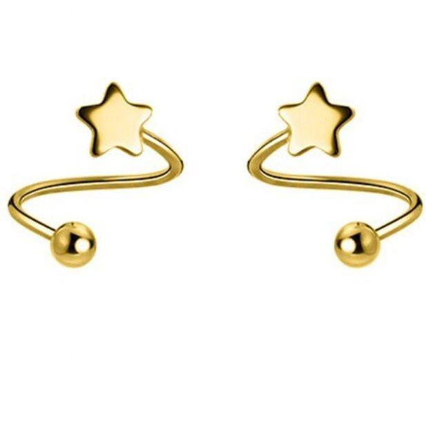 Spiral twist star screw ball sterling silver earrings
